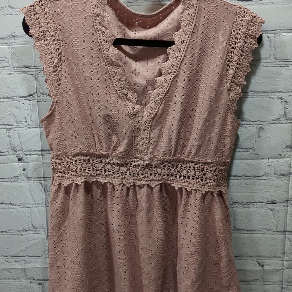 Pink Lace Sleeveless Dress